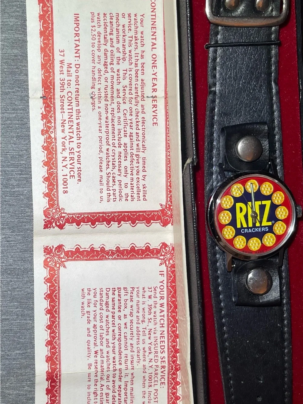 NOS VTG RITZ CRACKER wrist watch in original BOX advertising Works As Of Today